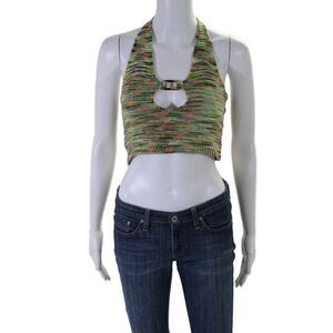 Jaded Womens Halter Neck Sleeveless Cropped Tank Top Multi Colored Size 2